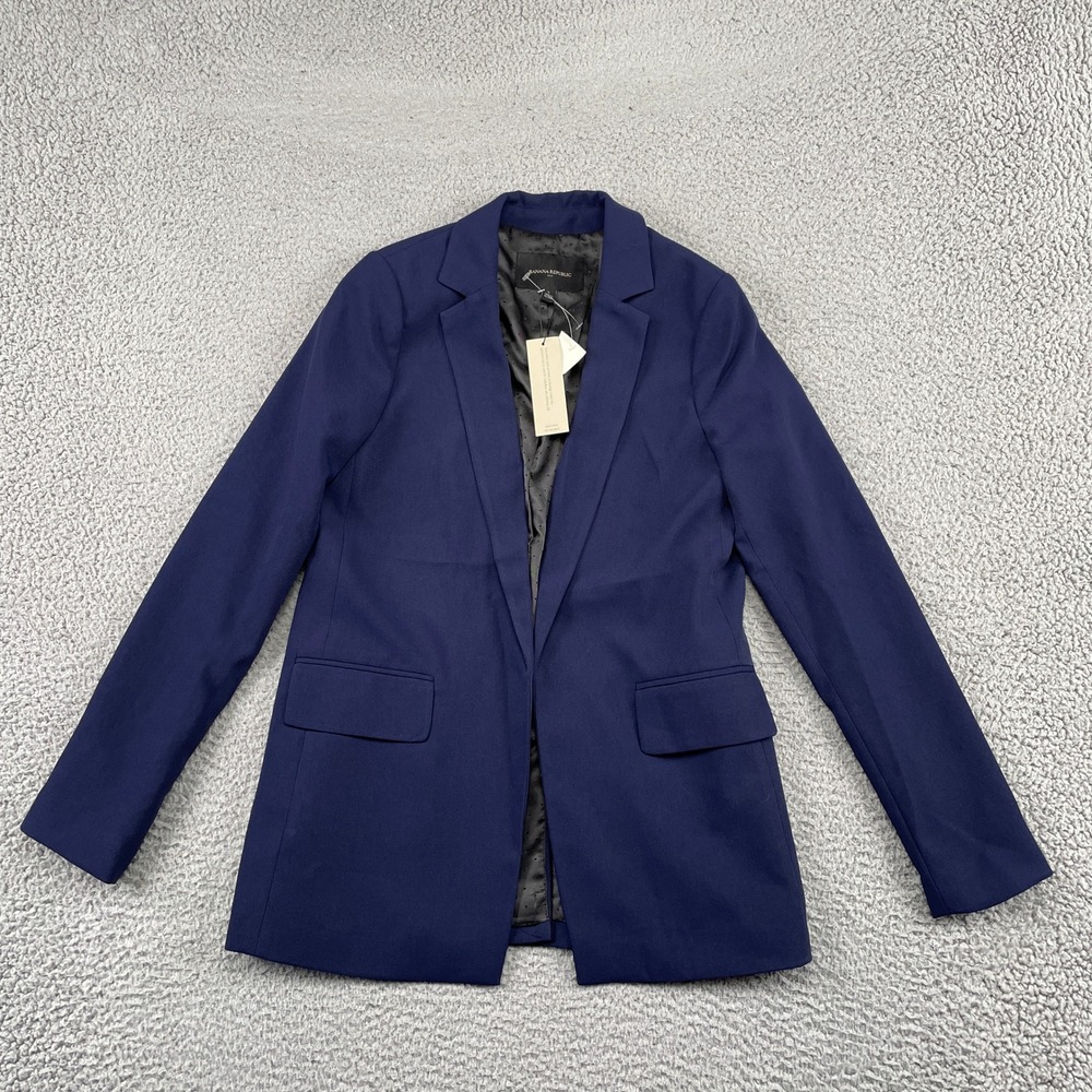 Banana Republic Blazer Womens 2 Navy Long Soft Blazer 490622 Machine Washable